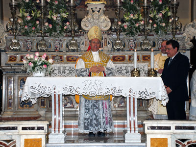 Un'immagine del Vescovo Mons. Scotti e del sindaco di Frosolone Lelio Pallante