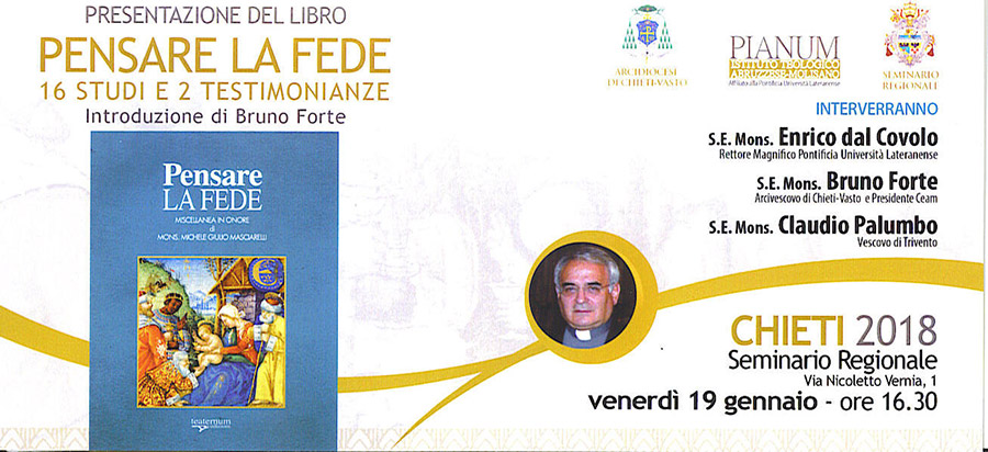 L'invito alla presentazione del libro PENSARE LA FEDE