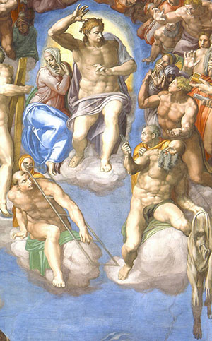 Un particolare dell'affresco della Cappella Sistina di Michelangelo