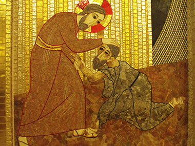 Mosaico Rupnik: Gesù guarisce il lebbroso