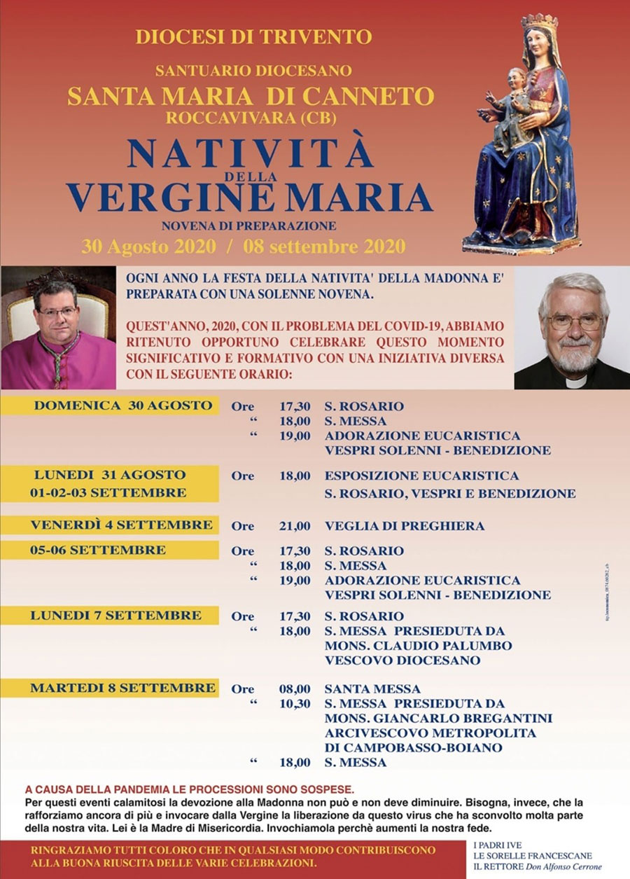 Festa della Natività della Madonna a Canneto - 8 settembre 2020
