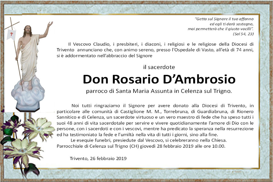 il manifesto funebre della Diocesi di Trivento