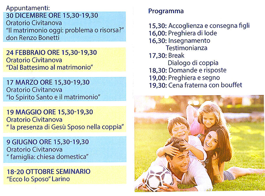 Il volantino con gli incontri