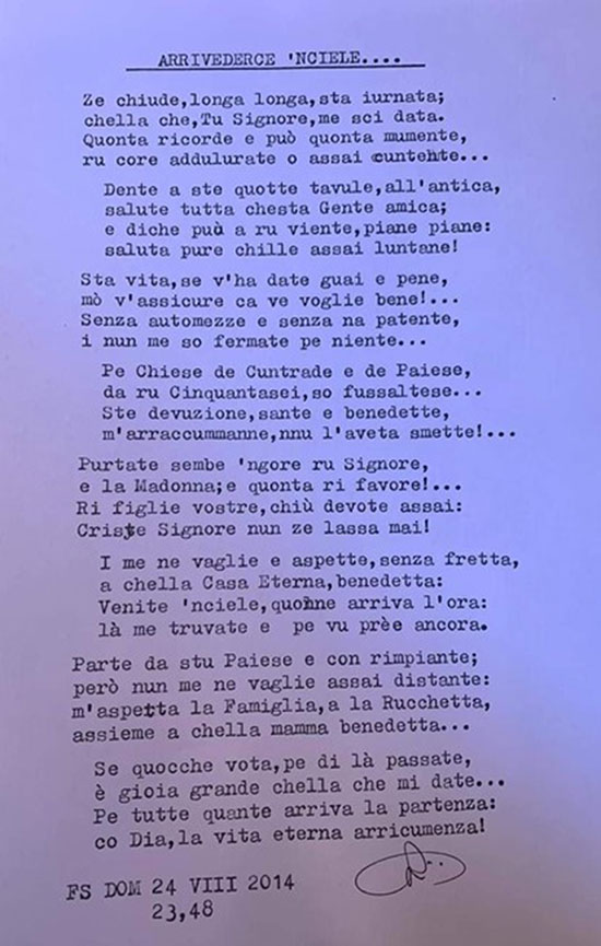 Una poeisa scritta da Don Antonio Pizzi