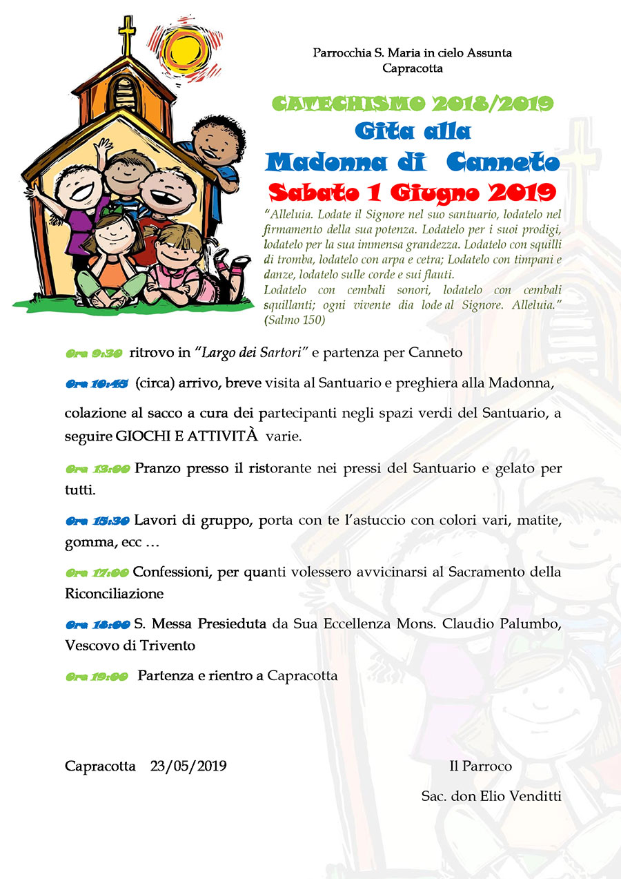 Il programma della Gita